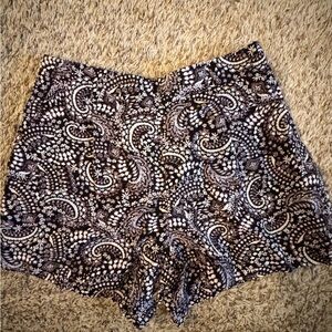 LOFT Black and White Paisley High Waist Shorts